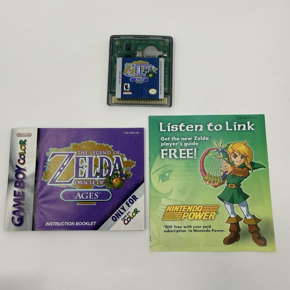 Legend of Zelda Oracle of Ages Game Boy Color Cartridge Manual Insert Tested